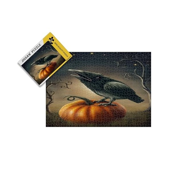 Puzzle de 1000 pièces Citrouille Corbeau Noir Pretty Presents - Puzzles Premium pour Adultes - Bonus Poster Inclus 38 * 26cm