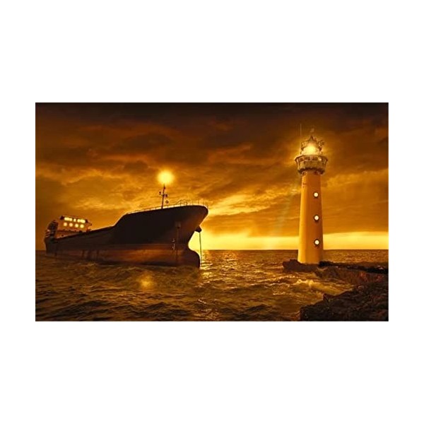 Yingxin34 Puzzle 150 Pièces Puzzle Éducatif Jeu de Famille Bateau au Bord de la Mer Cadeau pour Adultes et Enfants-10x15cm 3.