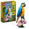 LEGO 31136 Creator 3-en-1 Le Perroquet Exotique, Jouet de Construction, Figurines Animaux de la Jungle, avec Grenouille et Po
