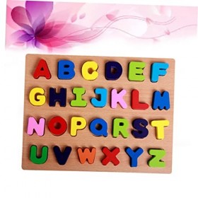 Toyvian Puzzle Alphabétique 1 Jeu Scie Sauteuse Casse-tête Lettre Puzzle Tout-Petit Jouet Bambou Puzzle De Mots