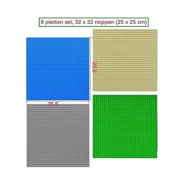 Lot de 8 plaques de construction compatibles avec la plupart des marques, 25 x 25 cm, jeu créatif, jouet éducatif