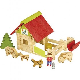 Jeujura - 8051- Jeux de Construction-Petite Ferme avec Animaux - 70 Pieces