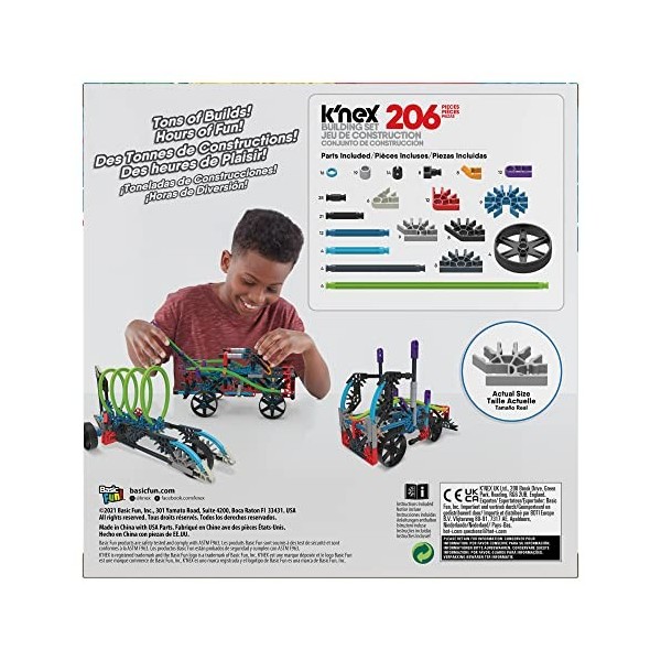 KNEX 15214 12 Model Rad Rides Building Set, Educational Toys for Boys and Girls, 206 Piece Stem Learning Kit, Engineering fo