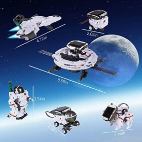 LUFEIS Robot Solaire Jouets, 6 in 1 STEM, Jeu de Construction, DIY Espace Lune Exploration pour 8-13 Ans Enfants Garçons Fill