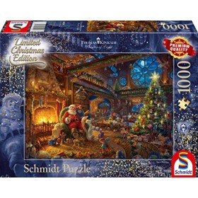 Schmidt Spiele- Thomas Kinkade Puzzle 1000 pièces Le Père Noël et Son Lutin Édition limitée, 59494, coloré, 69,3x49,3cm