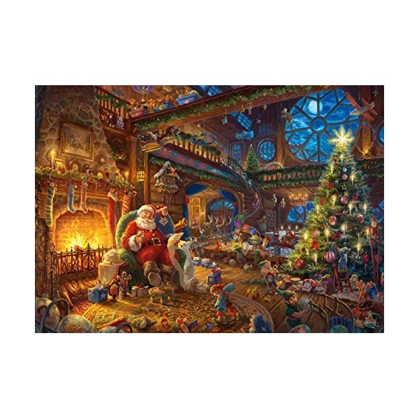 Schmidt Spiele- Thomas Kinkade Puzzle 1000 pièces Le Père Noël et Son Lutin Édition limitée, 59494, coloré, 69,3x49,3cm