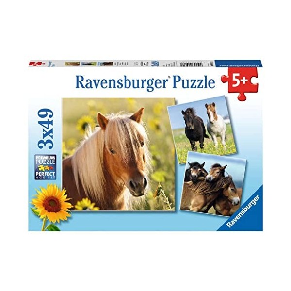 Ravensburger - Puzzle Enfant - Puzzles 3x49 p - Adorables poneys - Dès 5 ans - 08011