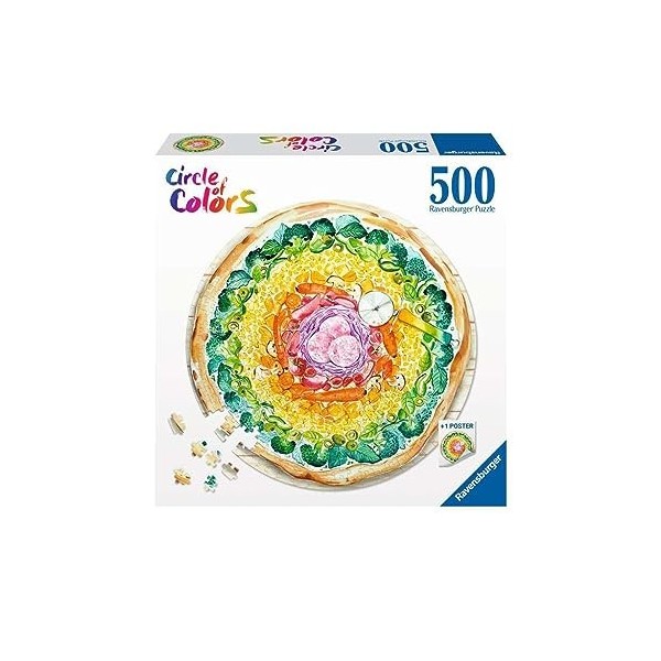 Ravensburger - Puzzle Adulte - Puzzle rond 500 p - Pizza Circle of Colors - 17347
