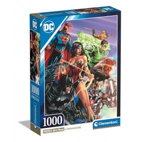Clementoni DC Comics Justice League – 1000 pièces, Vertical, Divertissement pour Adultes, Puzzle Super-héros, fabriqué en Ita