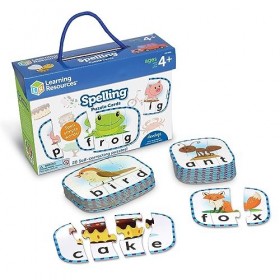 Learning Resources Cartes de puzzles d’orthographe , préparation préscolaire, puzzles autocorrectifs, à partir de 4 ans