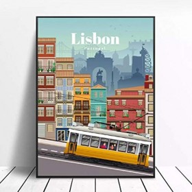 Puzzle 1000 Pièces Adultes,Lisbon City Architecture Poster Puzzle, Puzzles en Bois pour Adultes Puzzle Games Family Fun Floor