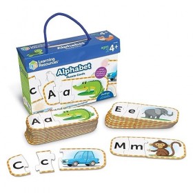 Learning Resources Cartes de puzzles de l’alphabet , préparation préscolaire, puzzles autocorrectifs, à partir de 4 ans