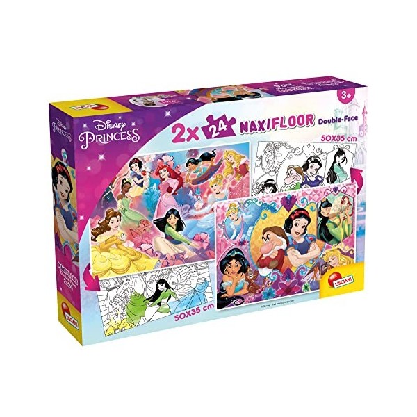 Lisciani, Puzzle pour enfants a partir de 3 ans, 2 x 24 pièces, 2 en 1 Double Face Recto / Verso avec le dos à colorier - Dis