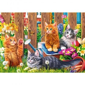 Trefl 500 Pièces Qualité Premium pour Adultes et Enfants à partir de 10 Ans Puzzle, TR37326, Chatons dans Le Jardin