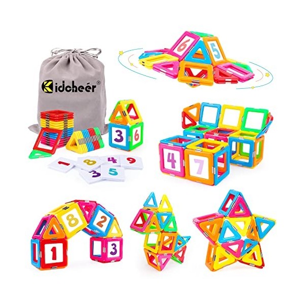 KIDCHEER Jeu Construction Magnétique, Jeux Aimanté Enfant 3 4 5 Ans Jeu Magnétique pour Cadeaux danniversaire pour Fille et 