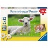 Ravensburger- Tiere Animaux de la Ferme-2 x 24 pièces, 05718, Blanc
