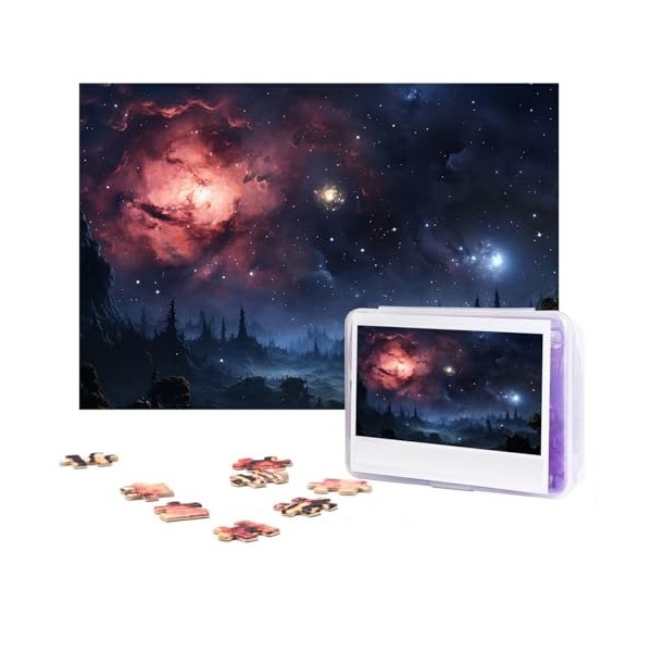 Puzzle en bois personnalisé de 300 pièces pour couple – Puzzle familial – Étoiles de nuit – Puzzle photo pour adultes, annive