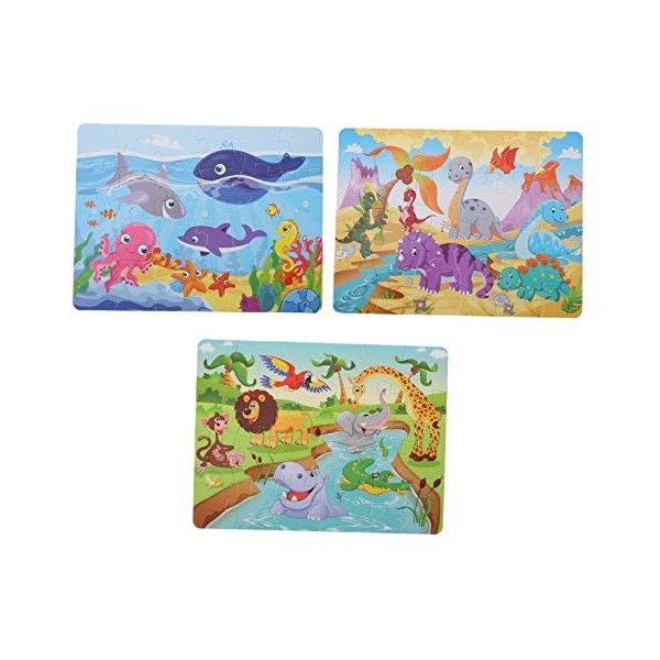 Vaguelly 3 Pièces Puzzle Casse-tête pour Les Enfants Jouet scie sauteuse énigmes Casse-tête danimaux Casse-tête pour Enfants