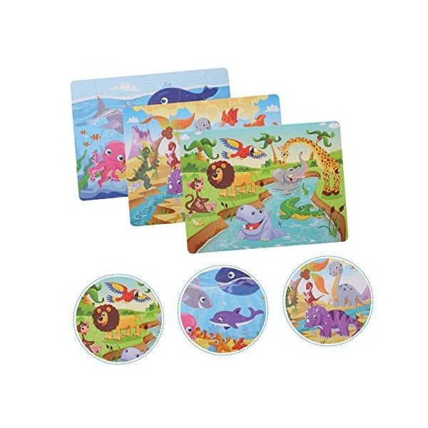 Vaguelly 3 Pièces Puzzle Casse-tête pour Les Enfants Jouet scie sauteuse énigmes Casse-tête danimaux Casse-tête pour Enfants