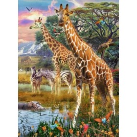 Ravensburger- Kleurrijke Elefant,Tiger 12943 Puzzle pour Enfants à partir de 7 Ans Motif Savane Multicolore 150 pièces, Argen