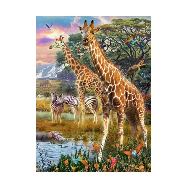 Ravensburger- Kleurrijke Elefant,Tiger 12943 Puzzle pour Enfants à partir de 7 Ans Motif Savane Multicolore 150 pièces, Argen