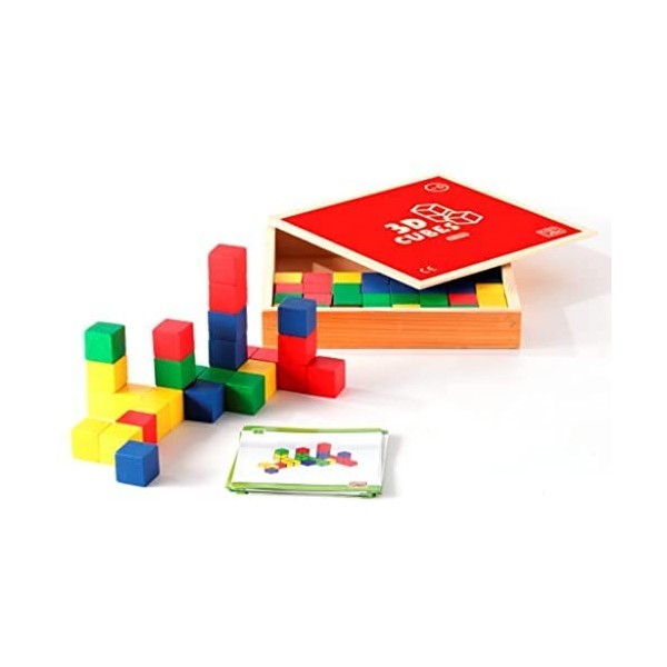 BSM - Pédagogie MONTESSORI - La Mosaique - Jeu de Construction en Bois et ses Fiches de travail - EF 31205