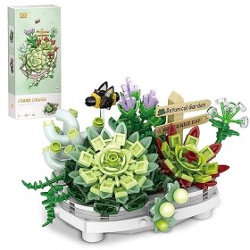 LOZ Mini Blocks 1660 Kit de construction de plantes succulentes en pot, 389 pièces de blocs de serrage pour décoration de fle