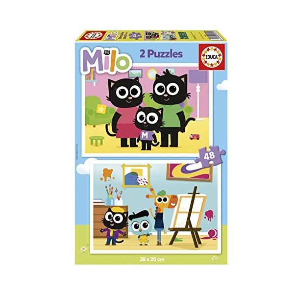 Educa - 2x48 Milo : Lot de 2 Puzzles pour Enfants de 48 pièces. Taille : 28 x 20 cm. Recommandé à partir de 4 Ans 19542 