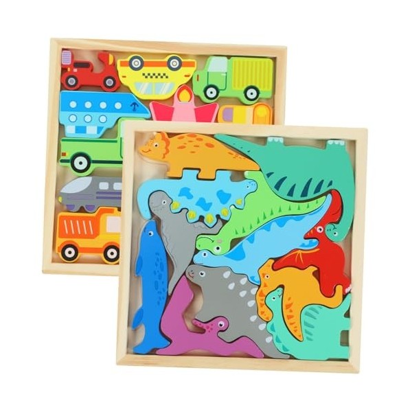 ERINGOGO 2 Boîtes Puzzle éducatif pour Enfants Tige Puzzle danimaux pour Enfants énigmes scie sauteuse Puzzle Bricolage en Bo