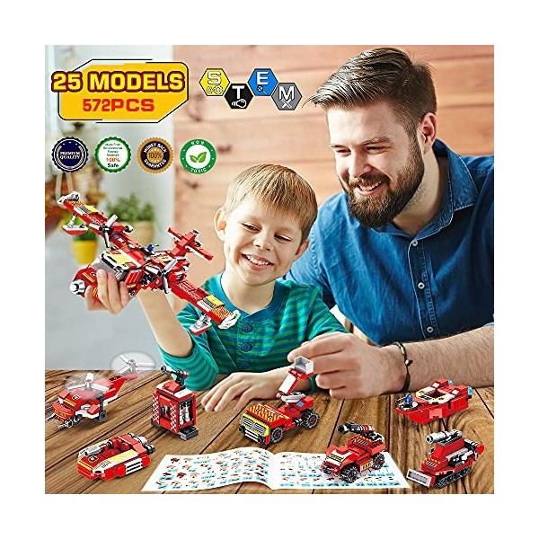 VATOS Avion Stem Jouet 25 en 1 Kit de Construction Briques Bâtiment Bricolage Pédagogique Construction Blocs Jeu de Jouets Éd