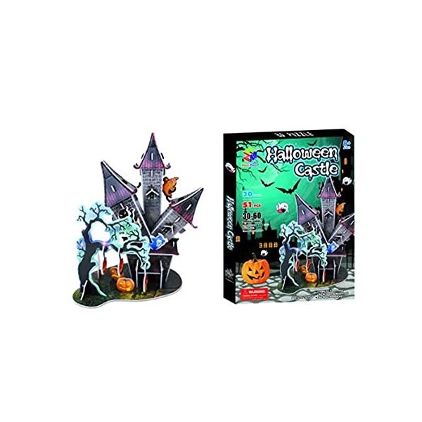 BYNYXI Halloween 3D Puzzles, Citrouille Lanterne Papier Modèle Jigsaw Toy, Puzzles de Château, Puzzles de Maison dans Les Arb