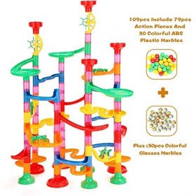 Ucradle Circuit Billes, 139Pcs Circuit de Billes Toboggan à Billes Marble Run pour Enfant DIY Labyrinthe Billes Jeu de Constr
