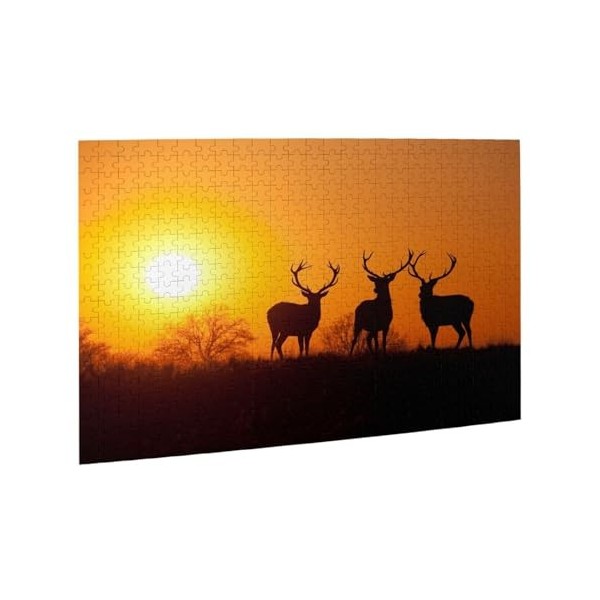 Nature Sunset Cerf Puzzle 500 pièces Puzzle en bois Cadeaux pour adulte Famille Mariage Graduation Cadeau Version verticale