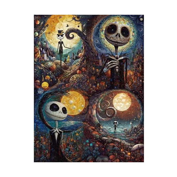 Taozi & Lizhi Halloween Puzzle Collection - Horror Movie Night, Adulte 1000 Morceaux de Morts - Vivants Puzzle, Famille Vacan