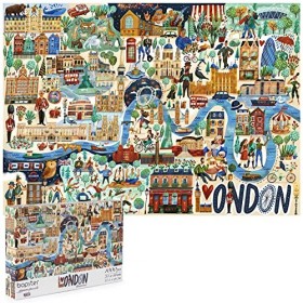 Puzzle de Londres illustré bopster de 1000 pièces en Carton 100% recyclé pour Adultes Adolescents et Enfants 70 x 50 cm