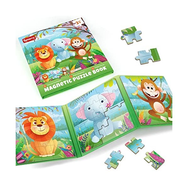 SYNARRY Puzzles magnétiques pour Enfants âgés de 3 à 5 Ans, 20 pièces, Puzzles de Voyage pour Enfants, Jouets, Jeux de Voyage