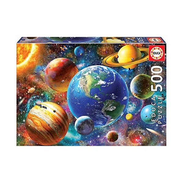 Educa - Puzzle de 500 pièces pour Enfants et Adultes | Systeme Solaire. Comprend Fix Puzzle Tail pour laccrocher Une Fois l