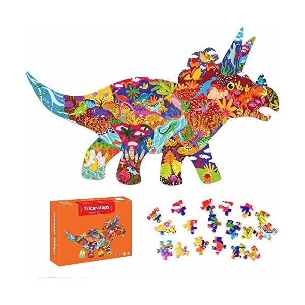 Triceratops Puzzle pour Enfants 150 Pièces Puzzles pour Enfants de 4 5 6 7 8 9 10 Ans, Jouets Éducatifs Cadeau Puzzles pour E