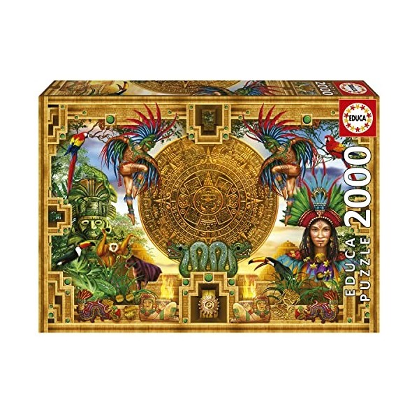 Educa - Puzzle de 2000 pièces pour Adultes | Montage Aztèque Maya. Mesure : 96 x 68 cm. Comprend Fix Puzzle Tail pour laccro