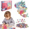 Puzzle Enfant Forme Animaux Sirene Jouet 128 Pieces Jigsaw Puzzle Art Puzzles Éducatif pour Adulte et Enfants avec Boîte pour