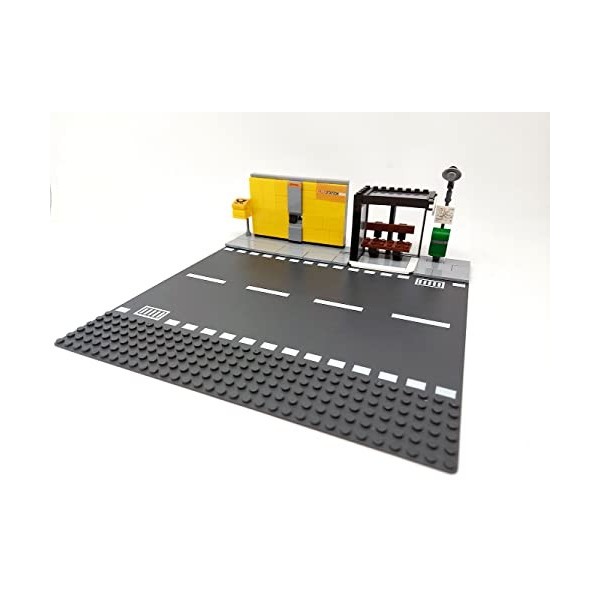Blocs de construction arrêt de bus avec cabine, boîte aux lettres, DHL Packstation et plaque routière - 162 blocs de construc