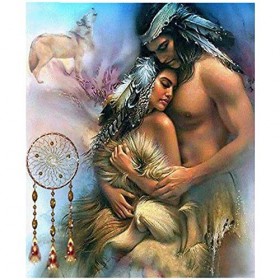 Puzzle pour Adulte Adolescents de 1000 Pièces Modèles de loups de couple indien Divertissement Jouets Cadeau Éducatif Décor À