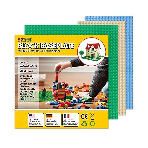 EKUZI Classic Bouwplaat Basisplaat, Compatibel met Lego Classic bouwstenen, 3 platenset bodemplaat is 32x32 basisplaten & 32x