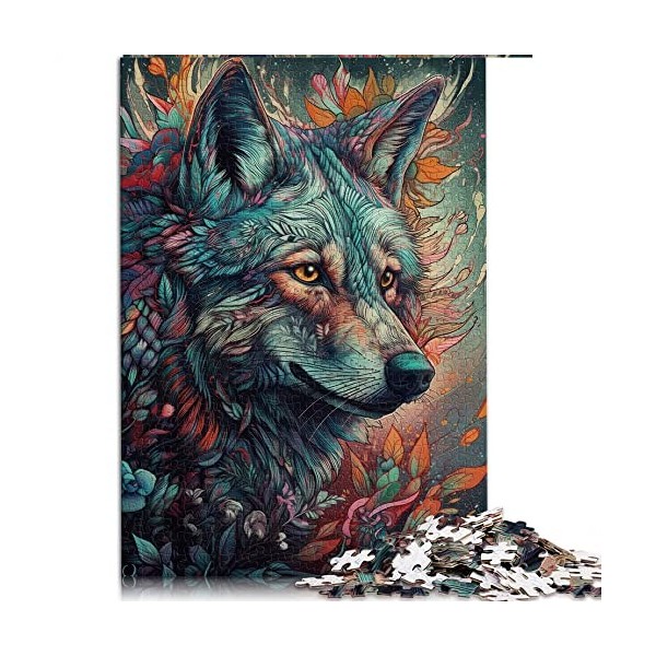 Puzzle 1000 pièces Puzzle Loup Abstrait pour Adultes Puzzles en Carton Jeu Difficile Taille 26x38cm 