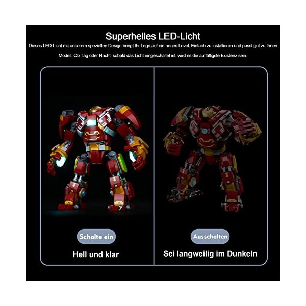 Set déclairage LED pour Lego 76247 Marvel Hulkbuster : La Bataille de Wakanda, Set déclairage décoratif pour Lego The Hulkb