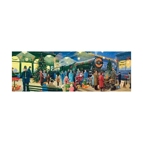 Clementoni Collection Panorama Christmas Santa 1000 pièces, Noel, panoramique-fabriqué en Italie, Puzzle Adulte, 39577, Multi
