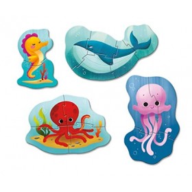 Clementoni - 20823 - My First Puzzle Play for Future - Sea Life - 3+6+9+12 pièces - Puzzle Enfant - boîte de 4 Puzzles - maté