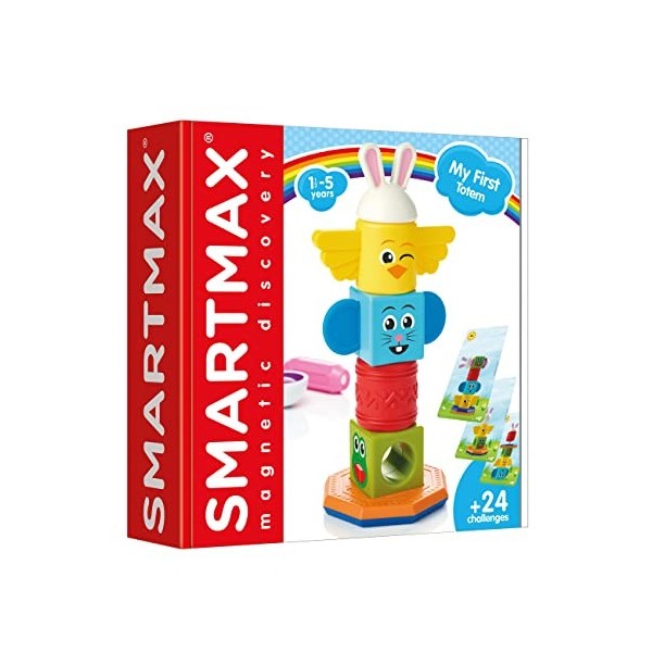 SMARTMAX - Mon Premier Totem - My First Totem - Jeu de Reflexion - Jeu de Construction Magnétique- 24 Défis - Jeu Magnetique 