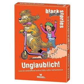 moses Black Stories Junior Incroyable-50 étonnamment vraies pleines de secrets, cartes énigme dans un nouveau design avec deu