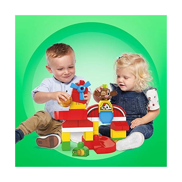 Mega Bloks First Builders Coucou Blocs coffret La Ferme des Animaux, jeu de construction, 30 pièces, jouet pour enfant et béb